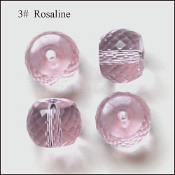 Imitation Austrian Crystal Beads, Grade AAA, Faceted, Drum, Pink, 10x8mm, Hole: 0.9~1mm(SWAR-F064-10x8mm-03)