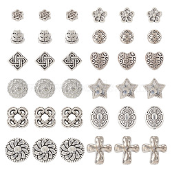 Pandahall 120Pcs 12 Styles Tibetan Style Alloy Beads, Mixed Shapes, Antique Silver, 4.5~104x4.5~12.5x3~4mm, Hole: 1~2mm, 10pcs/style(TIBE-TA0001-28)