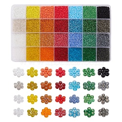 22400Pcs 28 Colors 12/0 Glass Seed Beads, for DIY Jewelry Making, Round, Mixed Color, 2mm, Hole: 1mm, 800pcs/color(SEED-YW0001-84)