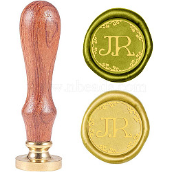 Wax Seal Stamp Set, Sealing Wax Stamp Solid Brass Head,  Wood Handle Retro Brass Stamp Kit Removable, for Envelopes Invitations, Gift Card, Letter Pattern, 83x22mm(AJEW-WH0208-373)