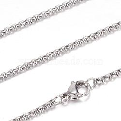 Tarnish Resistant 304 Stainless Steel Box Chain Necklaces, with Lobster Claw Clasps, Stainless Steel Color, 19.6 inch(50cm), 2mm(STAS-G083-70P)