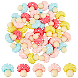 60Pcs 5 Colors Opaque Resin Cabochons, Mushroom, Mixed Color, 22~23x21.5~22x7mm, 12pcs/color(RESI-DC0001-20)