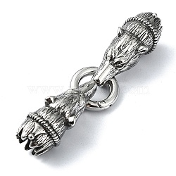 Tibetan Style 304 Stainless Steel Spring Gate Rings, Manual Polishing, Antique Silver, 71mm.(FIND-Z046-03AS-03)