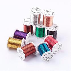 Round Copper Jewelry Wire, Nickel Free, Mixed Color, 0.3mm, about 32.8 Feet(10m)/roll, 10 rolls/batch(CWMC)