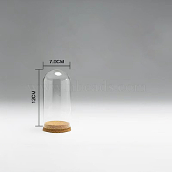 High Borosilicate Glass Dome Cover, Decorative Display Case, Cloche Bell Jar Terrarium with Wood Cork Base, Clear, 70x120mm(DJEW-PW0001-23C-01)