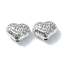 Tibetan Style Alloy Beads, Heart, Antique Silver, 9.5x12x6mm, Hole: 1.4mm, about 225pcs/500g(TIBEB-F065-08AS-10)
