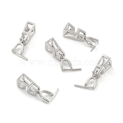 925 Sterling Silver Ice Pick Pinch Bails, Hollow Trapezoid, Platinum, 9x5x4mm, Hole: 7x3mm, Inner Diameter: 4x2mm, Pin: 0.5mm(STER-Z001-117P)