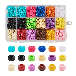 Opaque Acrylic European Beads, Barrel, Mixed Color, 9x6mm, Hole: 4mm, 594pcs/box(SACR-BT0001-01)