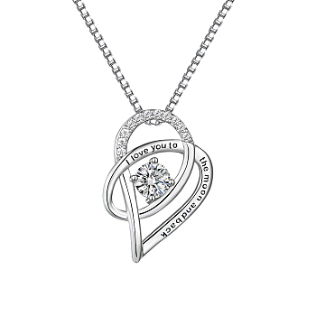 S925 Silver Heart-shaped Pendant Necklace with Hollow LOVE Design