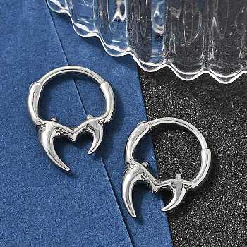 Horn 316 Surgical Stainless Steel Hoop Earrings, Hoop Nose Rings, Antique Silver, 16.5x2.5mm