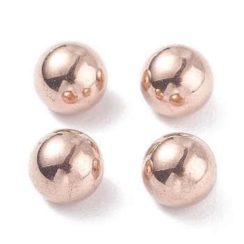 Ion Plating(IP) 202 Stainless Steel Beads, Half Drilled, Round, Rose Gold, 6x5.5mm, Half Hole: 2mm