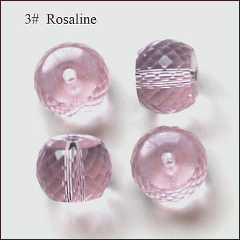 Imitation Austrian Crystal Beads, Grade AAA, Faceted, Drum, Pink, 10x8mm, Hole: 0.9~1mm