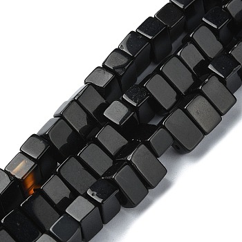 Natural Black Onyx Beads Strands, Dyed and Heated, Cuboid, 2-Hole, 5x8.5x5mm, Hole: 1.2mm, about 74pcs/strand, 14.96 inch(38cm)