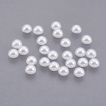 5000pcs ABS Plastic Imitation Pearl Cabochons, Half Round, White, 5x2.5mm