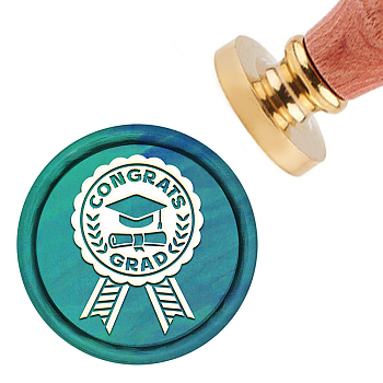 Brass Wax Seal Stamp with Handle, for DIY Scrapbooking, Graduation Theme Pattern, 3.5x1.18 inch(8.9x3cm)