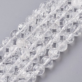 Natural Crackle Crystal Bead Strands, Round, 8mm, Hole: 1mm, about 47~50pcs/strand, 15.1 inch(38.5cm)