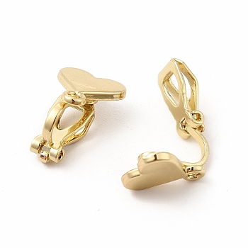 Alloy Clip-on Earring Findings, with Horizontal Loops, Heart, Golden, 16x10.5x9mm, Hole: 1.5mm