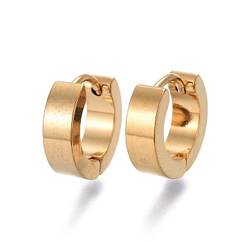 304 Stainless Steel Huggie Hoop Earrings, Ring, Golden, 10x11x3mm, Pin: 1mm