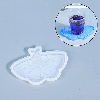 DIY Cup Mat Food Grade Silicone Molds, Coaster Molds, Resin Casting Molds, Butterfly, White, 90x130x10mm
