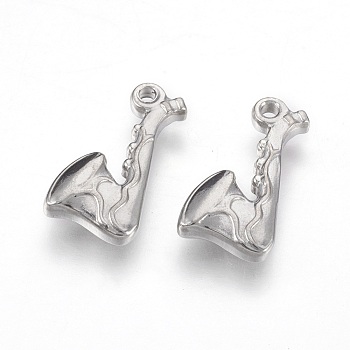 201 Stainless Steel Pendants, Pipe, Stainless Steel Color, 16x8.5x3mm, Hole: 1.5mm