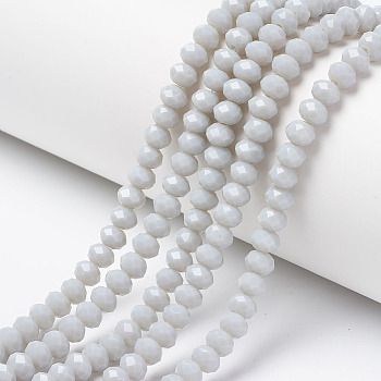 Opaque Solid Color Glass Beads Strands, Faceted, Rondelle, Gainsboro, 4x3mm, Hole: 0.4mm, about 113~115pcs/strand, 41~42cm