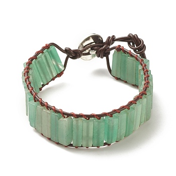 Natural Green Aventurine Rectangle Beaded Bracelet, Braided Gemstone Jewelry for Women, 8-7/8 inch(22.5cm)