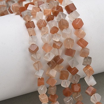Natural Moonstone Beads Strands, Diagonal Cube Beads, 4~5x4~5x4~5mm, Hole: 0.7mm, about 91~106pcs/strand, 15.94~16.14''(40.5~41cm)