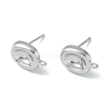 Real Platinum Plated Oval Brass Stud Earring Findings