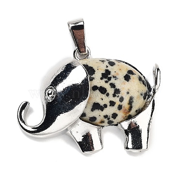 Platinum Elephant Dalmatian Jasper Pendants