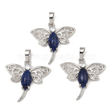 Platinum Dragonfly Lapis Lazuli Pendants