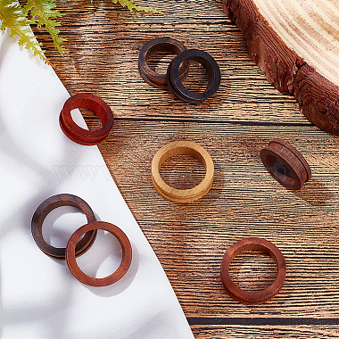 8個 2 スタイルの木製溝付き指輪セッティング(WOOD-DR0001-01)-5