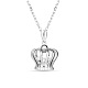 TINYSAND Rhodium Plated 925 Sterling Silver Crown Pendant Necklace(TS-N312-SS)-1