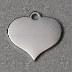 304 Stainless Steel Charms, Mirror Polished Finish Stamping Blank Tag, Heart Charms, Stainless Steel Color, 13x14x1.5mm, Hole: 1.5mm(STAS-WH0027-38P)