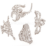 4Pcs 4 Style Halloween Alloy Claw Hair Clips for Women Girls, Spider/Spider Web/Skeleton Hand, Platinum, 41.5~60x86.5~110x33.5~47.5mm, 1pc/style(AJEW-TA0001-90)