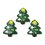 Christmas Theme Handmade Lampwork Beads, Christmas Trees, Sea Green, 25~26.5x18.5~22.5x6.5~7.5mm, Hole: 1.6~1.8mm(X-LAMP-I027-07G)