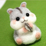 Animal Shape Needle Felting Starter Kit, with Wool Felt and Punch Needles, Needle Felting Kit for Beginners Arts, Hamster Pattern, 115x80mm(DOLL-PW0002-062A)