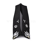 Cotton Detachable Blouse False Collar, Rhinestone Flower Bib Stand Collar Choker Necklace, Black, 455x70~100x6.5mm(AJEW-WH0326-06)
