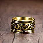 Vintage Totem 304 Stainless Steel Wide Finger Rings for Men, Golden, US Size 11(20.6mm)(FS-WG9BFEA-03)