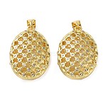 Brass Micro Pave Clear Cubic Zirconia Pendants, Oval Charms, Real 18K Gold Plated, 25x17x8mm, Hole: 3.5x4.5mm(KK-D221-19G-04)