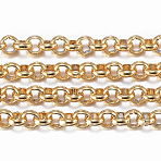 Ion Plating(IP) 304 Stainless Steel Rolo Chains, Unwelded, with Spool, Real 18K Gold Plated, 2.5x0.8mm, about 65.61 Feet(20m)/roll(CHS-H011-03G)
