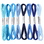 8 Skeins 8 Colors 6-Ply Polyester Embroidery Floss, Cross Stitch Threads, Tassel Embroidery, Gradient Color, Blue, 2mm, about 8.20 Yards(7.5m)/Skein(OCOR-CY0002-09B)