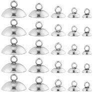 100Pcs 5 Size 304 Stainless Steel Bead Cap Pendant Bails, for Globe Glass Bubble Cover Pendants, Stainless Steel Color, 4~10mm, Hole: 1.5~1.8mm, 20Pcs/size(STAS-SC0005-90)