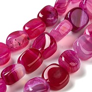 Natural Agate Beads Strands, Dyed & Heated, Nuggets, Tumbled Stone, Medium Violet Red, 14~15x10~14x8~9.5mm, Hole: 1.6mm, about 12~13pcs/strand, 7.09~7.48''(18~19cm)(G-H295-D01-06)
