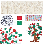 DIY Christmas Tree Display Decorations, Including Foam & Rhinestone Stickers, 3D Unfinished Wood Tree, Rectangle Felt Glitter Photo Frame Cards and Wiggle Googly Eyes Cabochons, Mixed Color, Wood Tree: 290x220x152mm(DIY-OC0010-43)