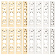 16Pcs 2 Colors 201 Stainless Steel Pendants, Laser Cut, Moon Phase Bar Charm, Golden & Stainless Steel Color, 35x8x1mm, Hole: 1.8mm, 8pcs/color(STAS-SC0005-10)