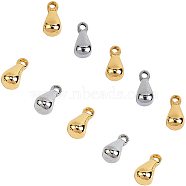 304 Stainless Steel Charms, Chain Extender Drop, Teardrop, Mixed Color, 6x3mm, Hole: 1mm, 100pcs/box(STAS-UN0003-78)