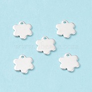 201 Stainless Steel Charms, Flower, Silver, 10x10x1mm, Hole: 1.6mm(STAS-L234-082A-S)