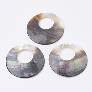 Black Lip Shell Pendants, Donut, 50x1.5mm, Hole: 1.5mm(SHEL-S269-68)