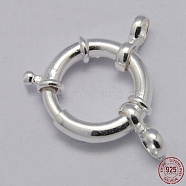 Sterling Silver Spring Rings Clasps, Silver, 15mm(X-STER-A007-13E)