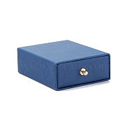 Rectangle Paper Drawer Jewelry Set Box, with Brass Rivet, for Earring, Ring and Necklace Gifts Packaging, Marine Blue, 7x9x3cm(CON-C011-02F)
